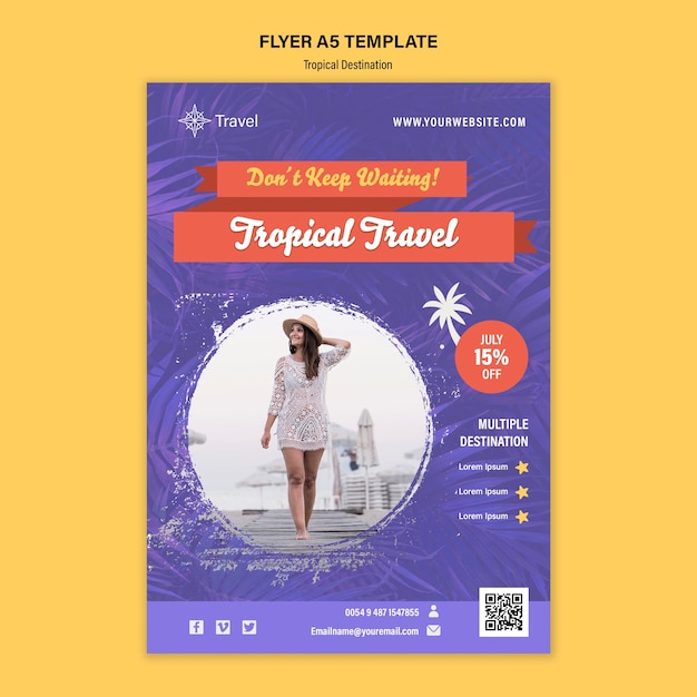 Free PSD tropical destination flyer template