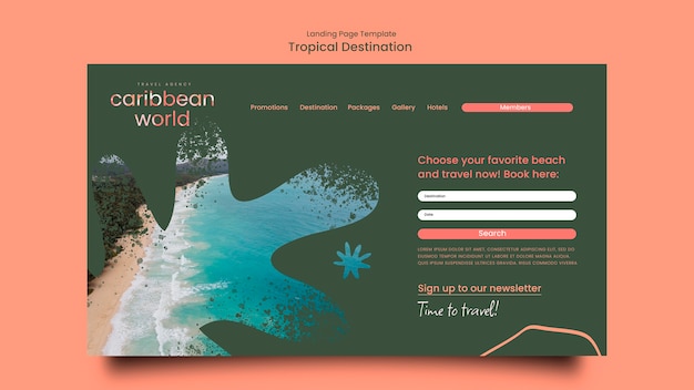 Free PSD tropical destination landing page design template