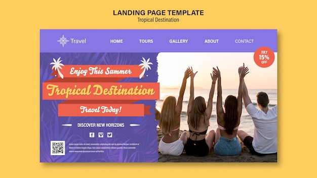 Free PSD tropical destination landing page template