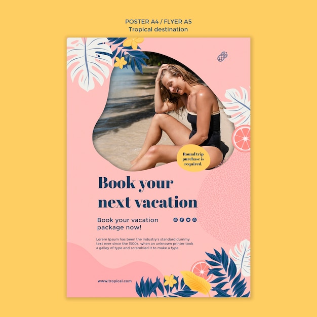 Tropical destination poster template design