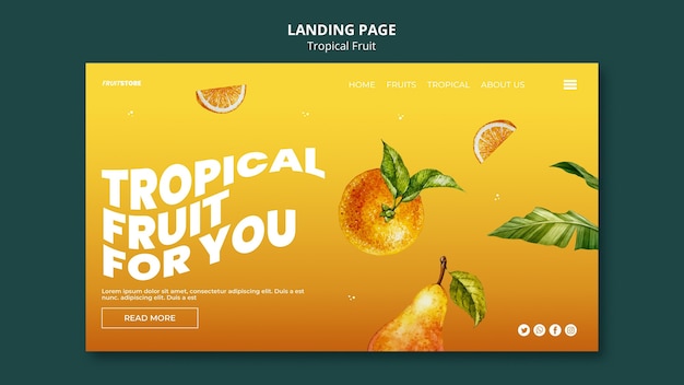 Free PSD tropical fruit landing page