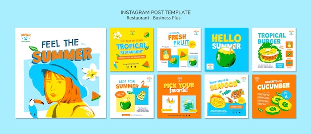 Free PSD tropical restaurant template design