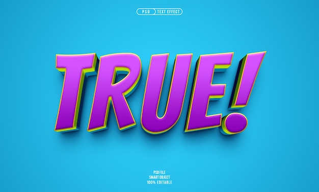 Free PSD true 3d editable text effect