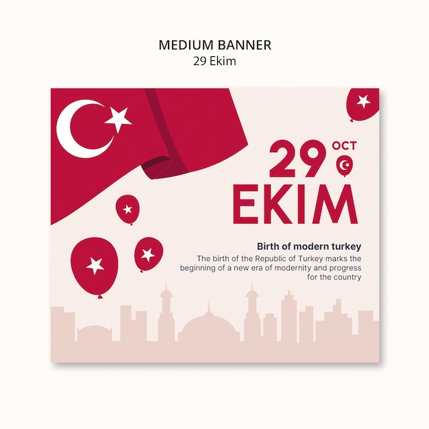 Free PSD turkish republic day template design