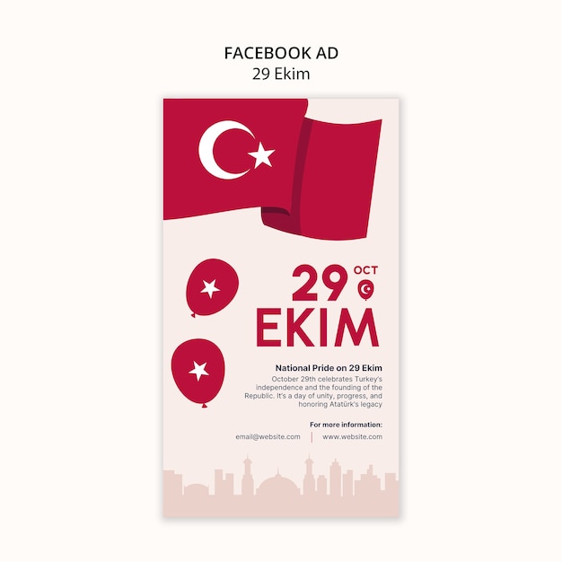 Free PSD turkish republic day template design