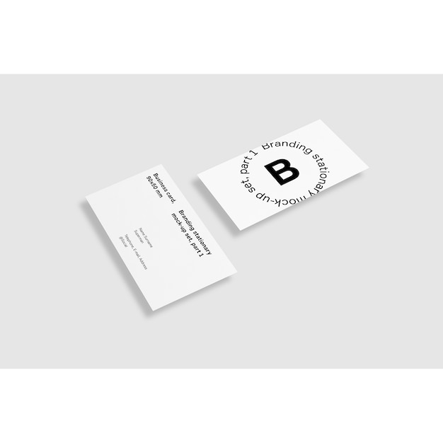 Free PSD two business card on white background mock up