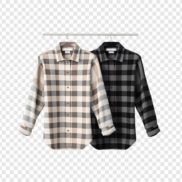 Free PSD two shirts are on a checkered surface isolated on transparent background