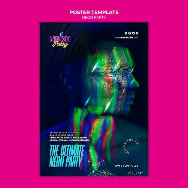 The ultimate neon night party poster template