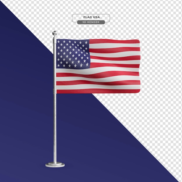 United states flag in realistic 3d render