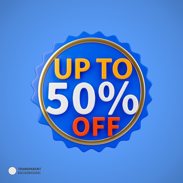 Free PSD up to 50 percent off discount banner 3d render