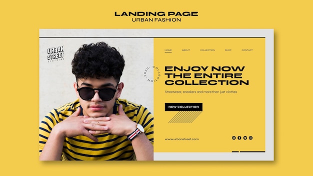 Free PSD urban fashion landing page template