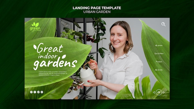 Urban garden landing page design template