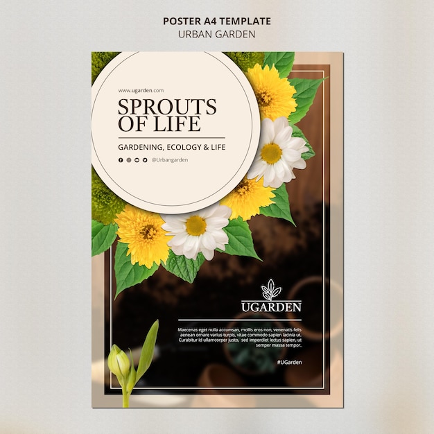 Free PSD urban garden poster design template