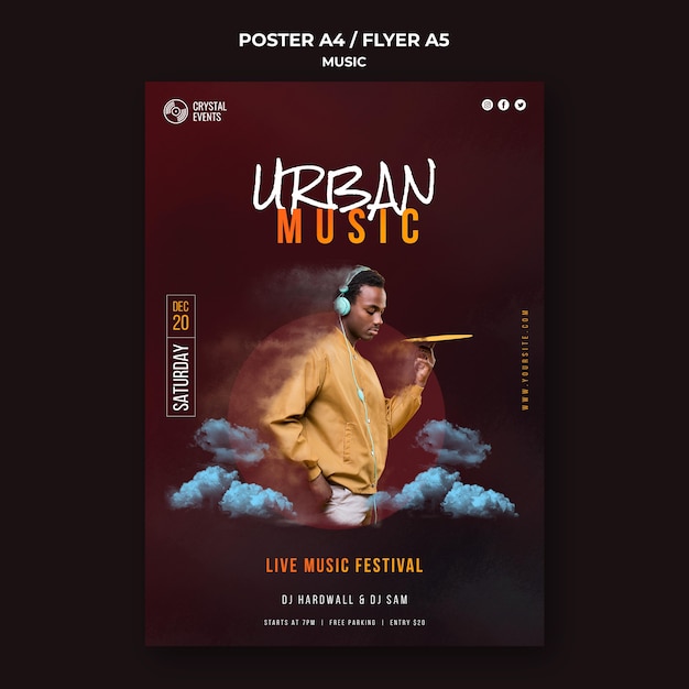 Urban music festival poster template