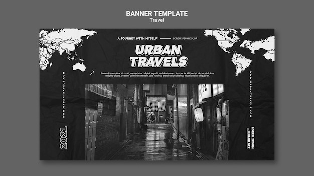 Free PSD urban travels banner template design