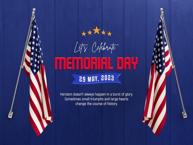 Free PSD usa memorial day 3d social media banner template