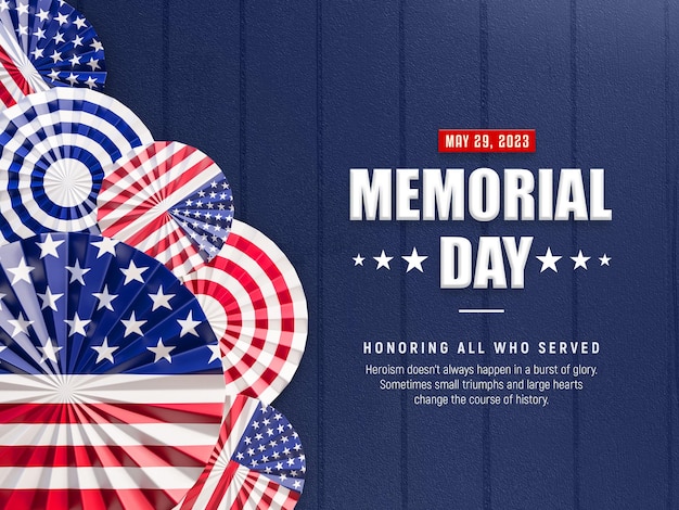 Free PSD usa memorial day 3d social media banner template