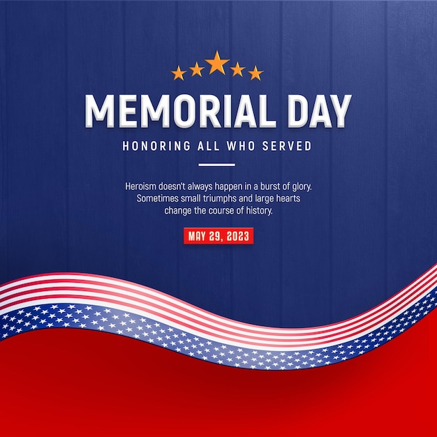 Usa memorial day 3d social media post template