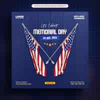 Free PSD usa memorial day 3d social media post template