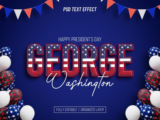 USA president day text effect