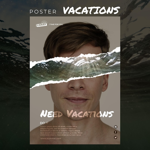 Free PSD vacation concept poster template