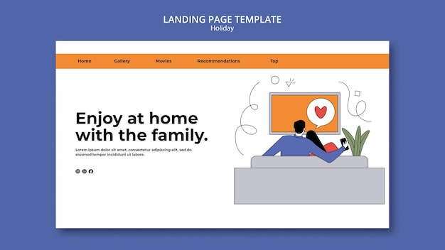 Free PSD vacation from home landing page template