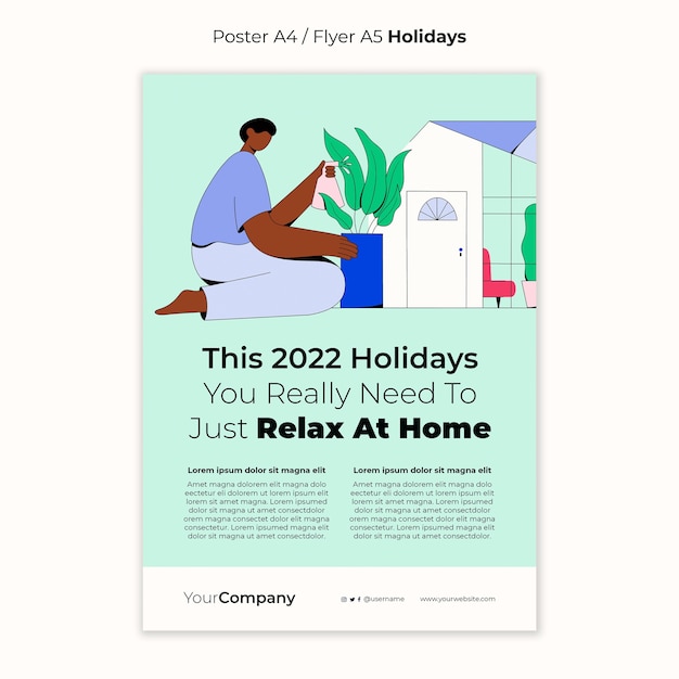 Free PSD vacation from home vertical poster template