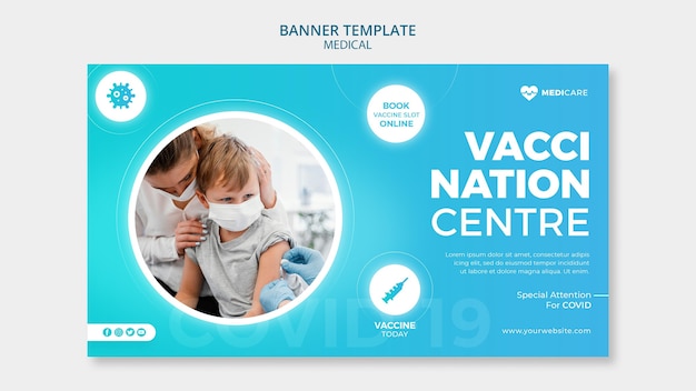 Free PSD vaccination centre banner template