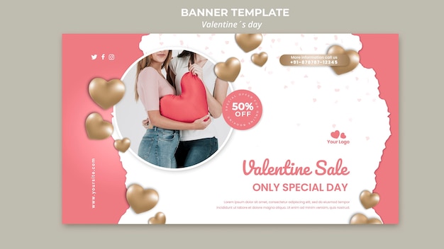 Free PSD valentine day banner template