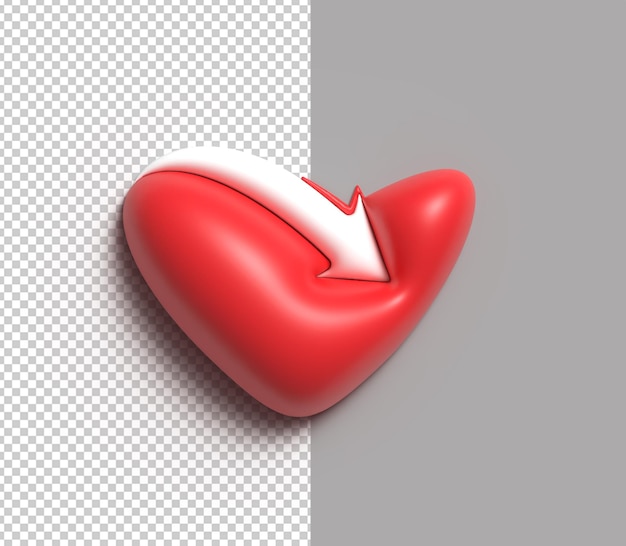 Free PSD valentine day heart 3d illustration design.