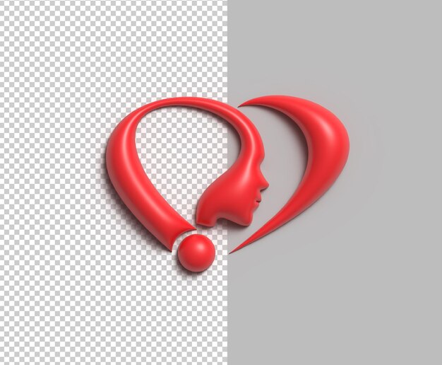 Valentine Day Human Shape Heart 3D illustration Design.