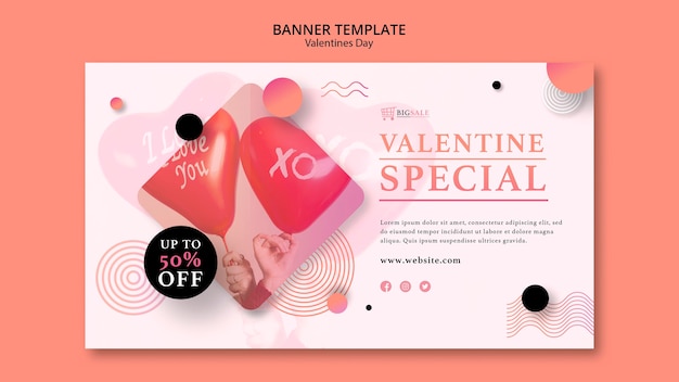 Free PSD valentine's day banner template with photo