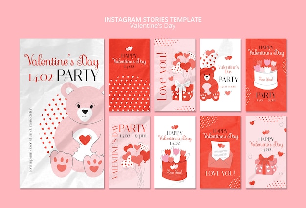 Free PSD valentine's day celebration instagram stories template