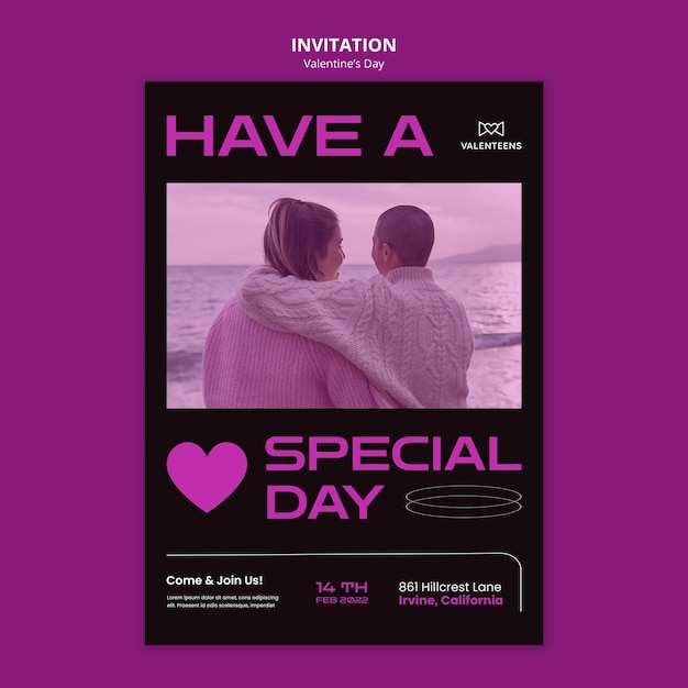 Free PSD valentine's day celebration invitation