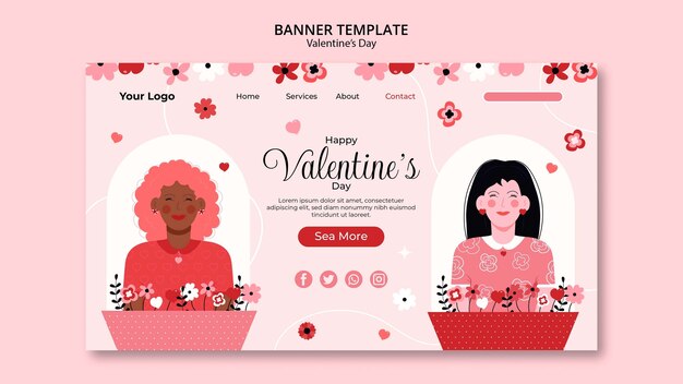 Free PSD valentine's day celebration landing page template