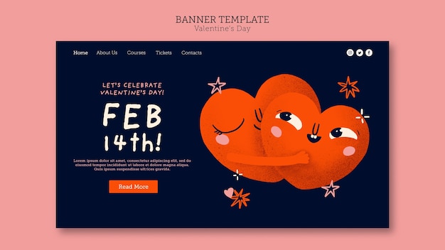 Free PSD valentine's day celebration landing page template