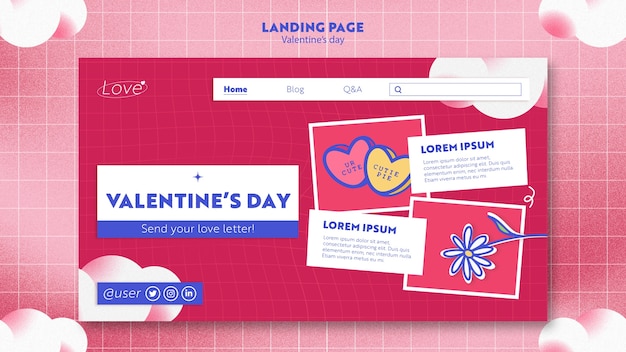 Free PSD valentine's day celebration landing page template