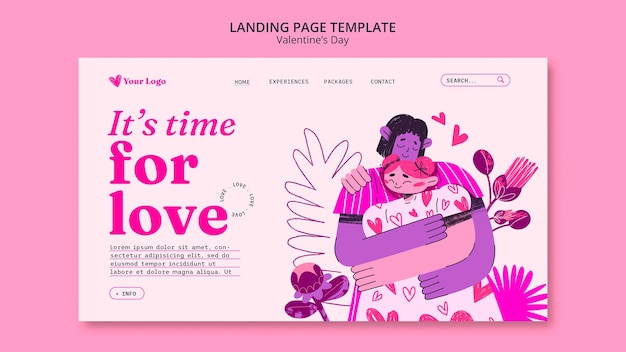 Free PSD valentine's day celebration landing page template