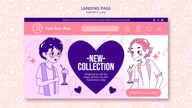 Free PSD valentine's day celebration landing page template