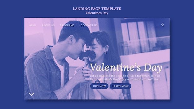 Free PSD valentine's day celebration landing page template