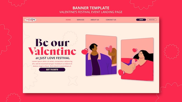 Free PSD valentine's day celebration landing page