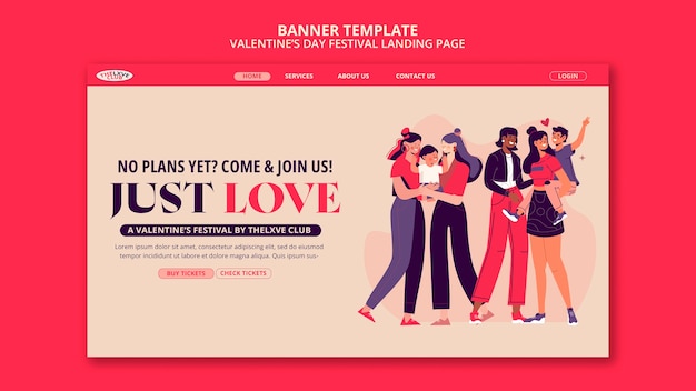 Free PSD valentine's day celebration landing page