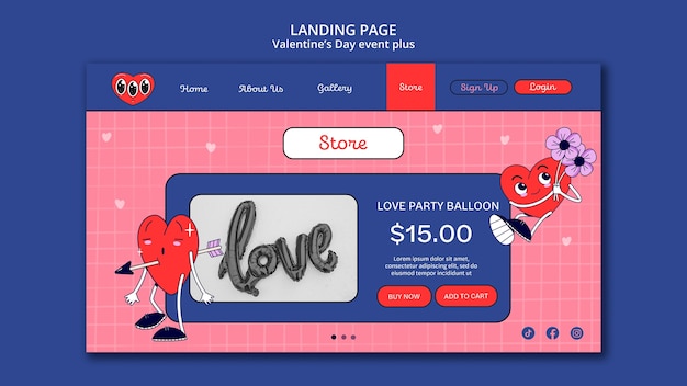 Free PSD valentine's day celebration landing page