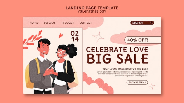 Free PSD valentine's day celebration landing page