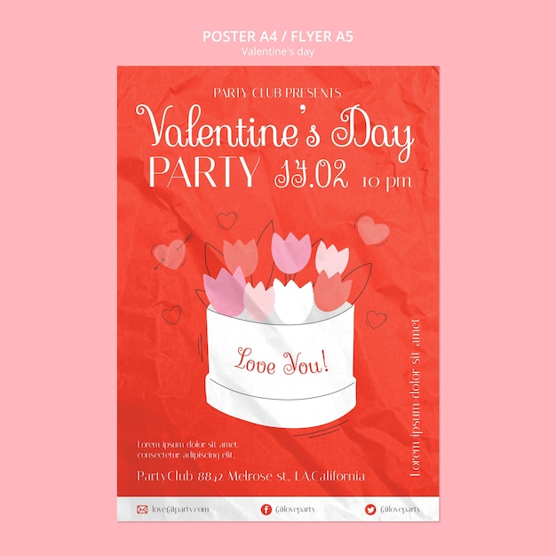 Free PSD valentine's day celebration poster template