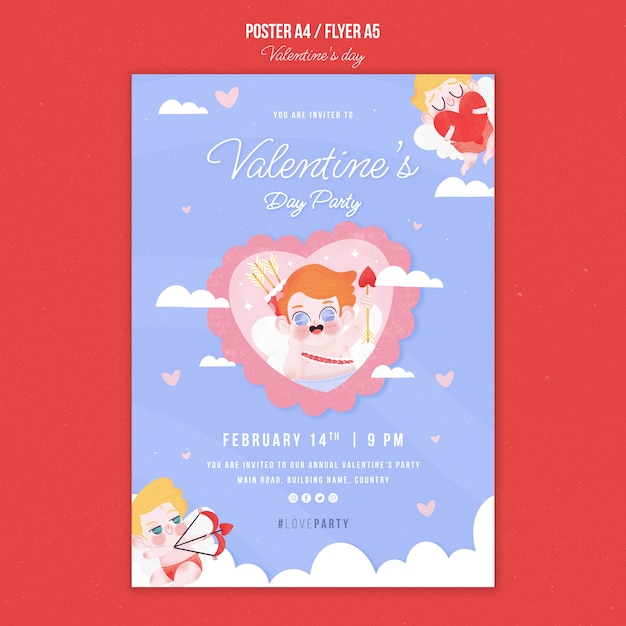 Free PSD valentine's day celebration poster template