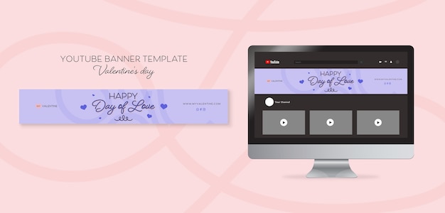 Valentine's day celebration youtube banner template