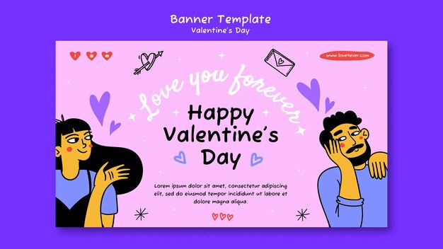 Valentine's day flat design banner template