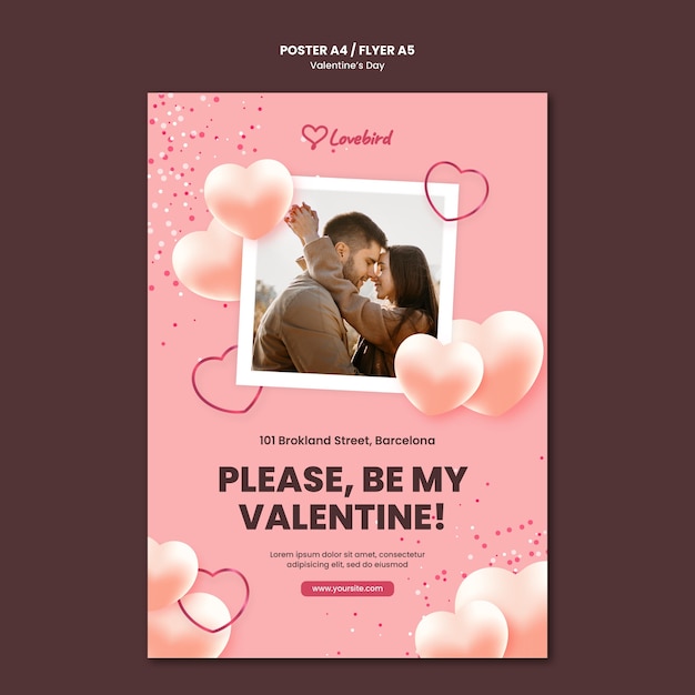 Valentine's day flyer template with photo