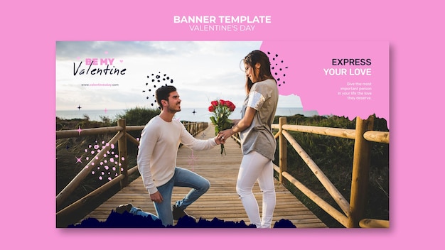 Free PSD valentine's day horizontal banner template